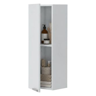Dmora Mueble Colgante Parga, Un Estante, Una Puerta, Reversible, 30x85h Cm Blanco Brillante
