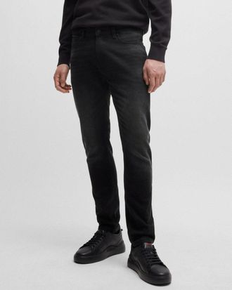 HUGO BOSS Hugo 734 Mens Extra-Slim Fit Jeans in Black Stretch Denim NOS Cotton - Size 36W/32L