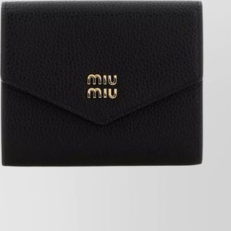 Miu Miu leather wallet with envelope flap and textured finish