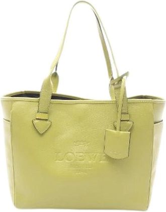 Loewe Pre-owned Heritage Small Leren Tote Bag - Dames - Vintage Shopper - Groen - ONE Size - Leer - Vintage