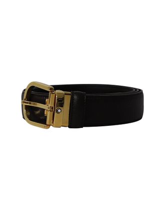 Montblanc riem met gegraveerde gesp in bruin leer