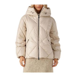 Beaumont Amsterdam Jassen, Dames, Beige, XS, Leer, Nowy Puffer Jacket