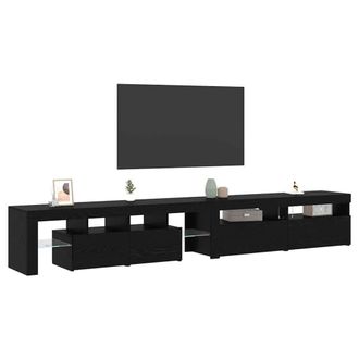 Berkfield Home TV Cabinets 3 pcs with LED Lights Black Oak Engineered Wood