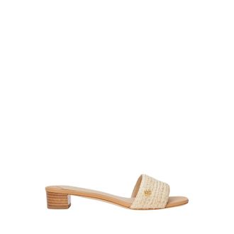 Ralph Lauren Heeled Mules, female, Beige, 6 1/2 UK, Sandals Fay in raffia with logo