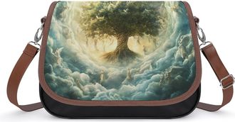 Generic Angels Spiritual Tree And Life Womens Crossbody Bag Fashion Shoulder Handbags Message Tote Bag with Adjustable Strap