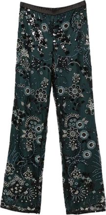 Emporio Armani Rechte broek - Dames - Straight fit broeken - Groen - M - Satijn - Broeken