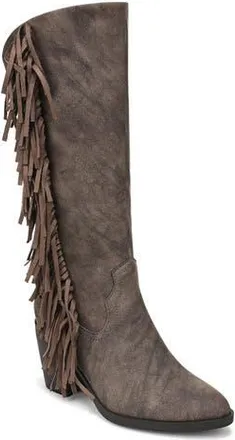 Blowfish Criss 2 Fringe Knee High Boot in Chocolate Faux Nubuck at Nordstrom Rack, Size 8.5