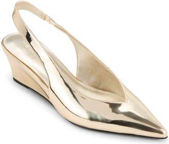 Yosi Samra Phoebe Slingback Pointed Toe Pump in Gold at Nordstrom, Size 7.5