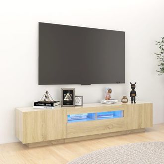 Berkfield Home TV Cabinet with LED Lights Sonoma Oak 180x35x40 cm in Brown | Size: 180 x 35 x 40 cm