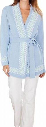 Sail to Sable Tie Front Cardigan In Periwinkle/mint