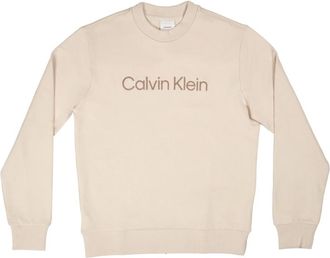 Calvin Klein Hoodies & sweatvesten, Heren, Beige, XL, Polyester, Geborduurd Logo Sweatshirt