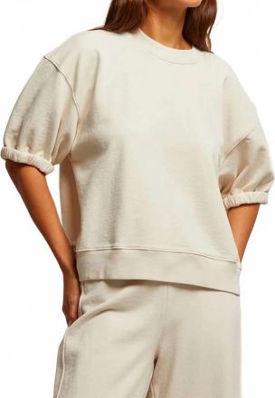perfectwhitetee Rebecca Roll Sleeve Sweatshirt In Sugar