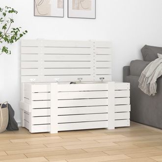 vidaXL Caja De Almacenaje Madera Maciza De Pino Blanco 91x40,5x42 Cm Vidaxl