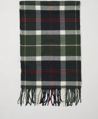 Barbour Sciarpa in acrilico con motivo tartan e bordi sfrangiati