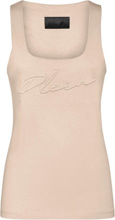 Philipp Plein Tank Top Signature - Dames - Tops zonder mouwen - Beige - XL - Katoen - Tops