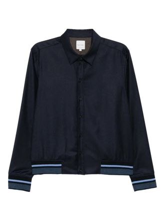 Paul Smith striped shirt jacket - men - Wool/Cashmere - M - Blue