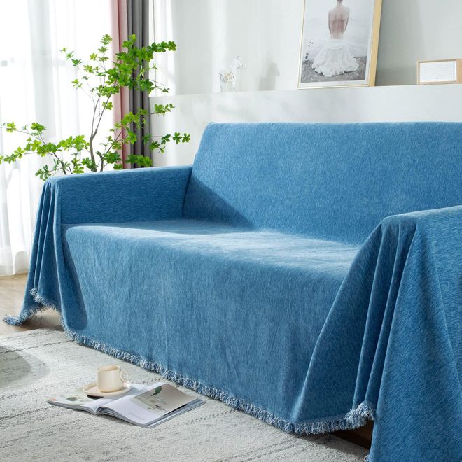 Chanasya Überwurfdecke Aus Baumwolle 127x165 Cm | Weich, Mit Quasten | Deko-Decke Für Sofa, Bett & Wohnzimmer
