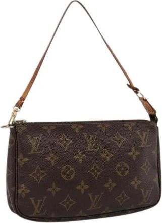 Louis Vuitton Pre-owned Pochette Accessoires - Dames - Vintage Clutch - Bruin - ONE Size - Leer - Vintage
