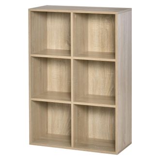 HOMCOM Homcom - Estanter&iacute;a Para Libros Estantes De Madera De 3 Niveles Con 6 Cubos De Almacenaje Para Sala De Estar Dormitorio Oficina 65,5x30x97,5 Cm