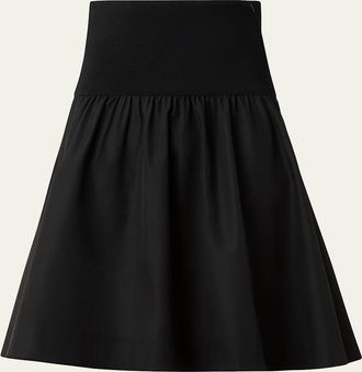 Akris Wide Waistband Cotton Poplin Skirt