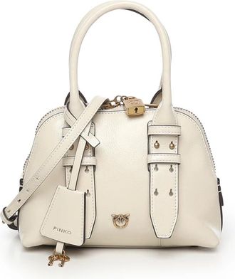 Pinko Pinko, Tassen, Dames, Wit, ONE Size, Katoen, Bowling Bag Zip Mini Pelle Nap
