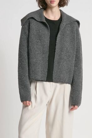 Look by M Sailor Collar Cardigan In Charcoal