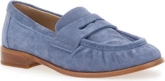 Strategia Womens Loafers Blue Suede Rounded Toe