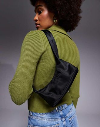 HUGO BOSS HUGO Red - Borsa da spalla piccola in nylon nera-Nero