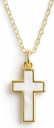 Argento Vivo Mother-of-Pearl Cross Pendant Necklace in Gold at Nordstrom