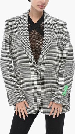 Off-white FORMAL Blazer TOMBOY con Motivo Pied de Poule Off-White
