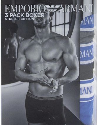 Emporio Armani Mens Emporio Armani Neon 3pack Boxer Trunks Anthracite Grey - Size: 35/34/32