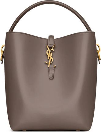 Saint Laurent logo-plaque top-handle tote bag - women - Leather - One Size - Grey