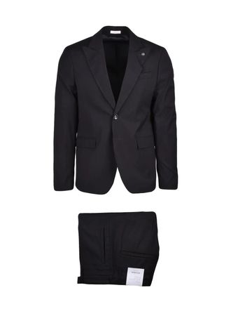 Officina 36 Black Polyester Viscose Wool Elastane Sartorial Suit