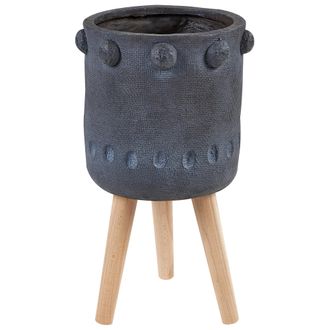 Beliani Beliani - Maceta Industrial Alta Soporte De Madera De Magnesio Gris Grafito Brunnera