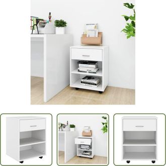 vidaXL vidaXL Mobiletto con ruote bianco - Mobiletto con Ruote Bianco 46x36x59 cm in Legno Multistrato