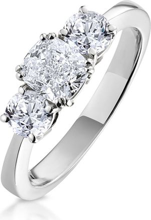 The Diamond Store 3 Stone Meghan Lab Diamond Engagement Ring 1.7CT F/VS1 18K White Gold