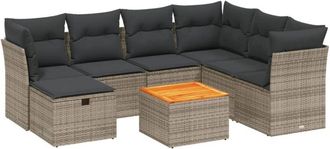 vidaXL Vidaxl - Set De Sof&aacute;s De Jard&iacute;n 8 Pzas Y Cojines Rat&aacute;n Sint&eacute;tico Gris