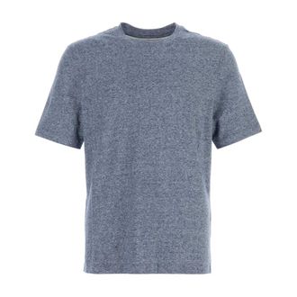 Brunello Cucinelli Brunello Cucinelli, T-Shirts, male, Blue, Size: S Melange Linen-Blend T-Shirt