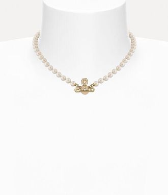 Vivienne Westwood Kitty Pearl Necklace Gold-white-opal-crystal-powder-blue-enamel-cream Gold-white-opal-crystal-powder-blue-enamel-cream Women