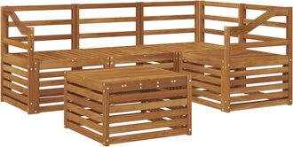 vidaXL Conjunto De Sof&aacute;s De Exterior 5 Uds. Natural Poli&eacute;ster Vidaxl