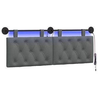 vidaXL Testiera Sospesa Con Luce Led Grigio Scuro Tessuto Vidaxl