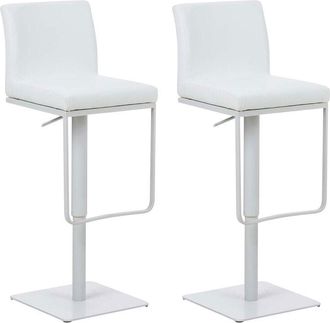 Clp Lote De 2 Taburetes De Bar Panam&aacute; Tapizados En Polipiel Blanco Blanco