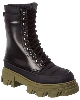 Ganni Ganni Quilted Nylon & Leather Combat Boot