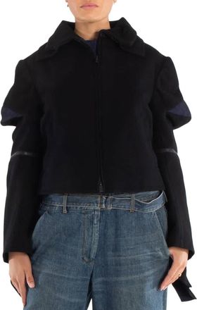Yohji Yamamoto Black Backside Lace-Up Asymmetric Jacket, Brand Size 1 (Small)