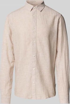 Only & Sons Slim Fit Leinenhemd mit Kentkragen Modell CAIDEN in Beige, Gr&ouml;&szlig;e XXL