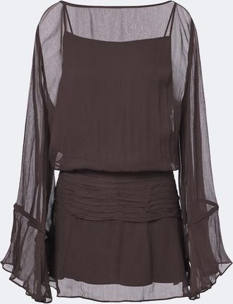 Staud Beatrix ruched chiffon minidress