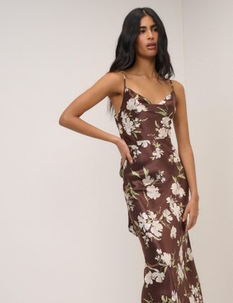 Nobody's Child Chocolate Brown Floral Strappy Ellison Maxi