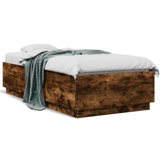 Berkfield Home Bed Frame without Mattress Smoked Oak 90x190 cm Single in Brown