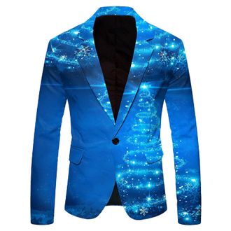 Generic Mens Christmas Suits Blazer Slim Fit Lapel One Button Suit Tuxedo Jacket Novelty Blazer Jacket Men Xmas Costume Party Outfit Tuxedo Suits Business Wed
