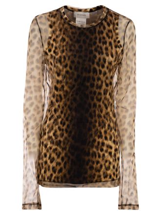 Sportmax Sportmax Spxzebu Oberteil aus zwei Materialien mit Animal-Print